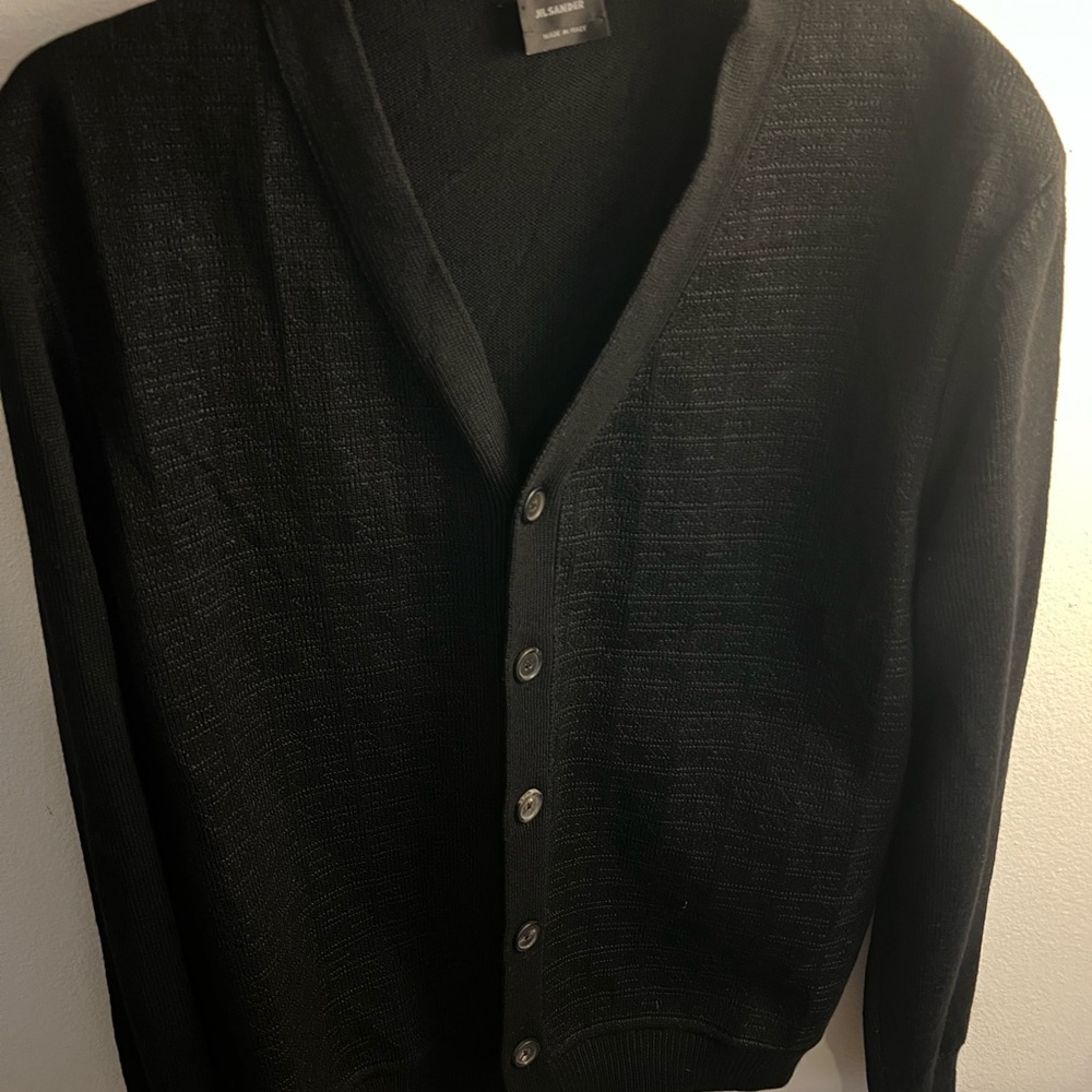 Jil Sander Men’s Black Button-Up Cardigan